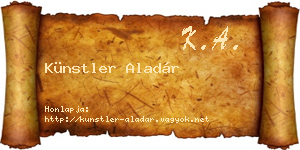 Künstler Aladár névjegykártya
